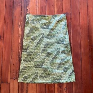 morgan de toi green silky snakeskin midi skirt